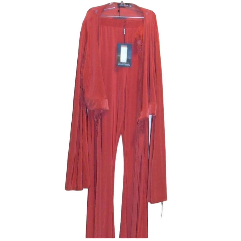 NWT PLUS RUST SLINKY WRAP WAIST CROP TOP & Trousers Size 16